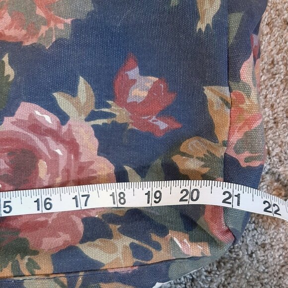 VTG Gitano 80's/90's Navy Floral Cotton Canvas Duffle Weekender Bag - Picture 14 of 16